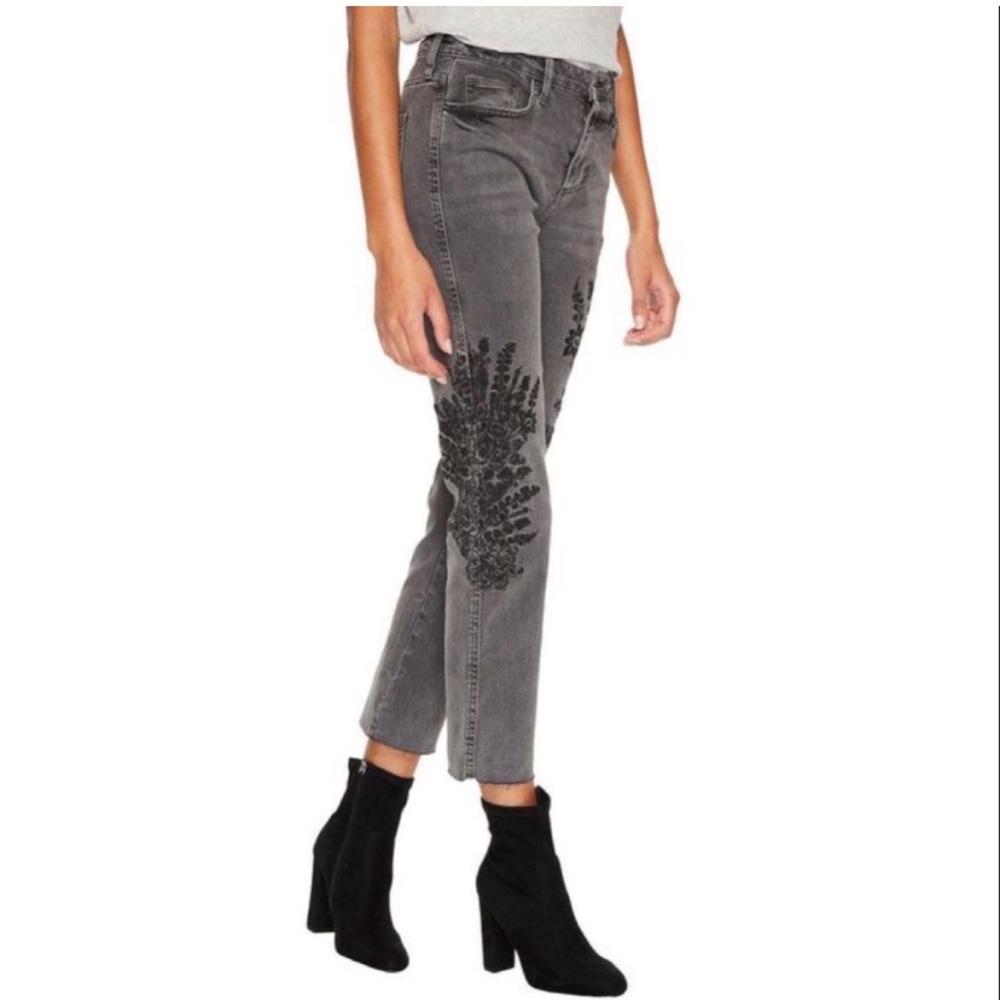 We the Free Floral Embroidered Girlfriend Jeans